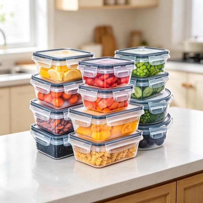 Meal Prep Veggie - 12pcs Wadah Penyimpanan Makanan Kedap Udara,