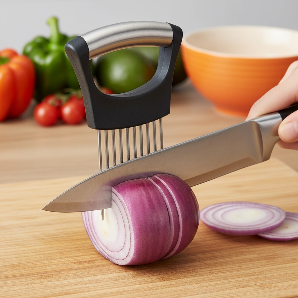 Onion Holder Slicer - 1 Buah Alat Pemotong Bawang Stainless