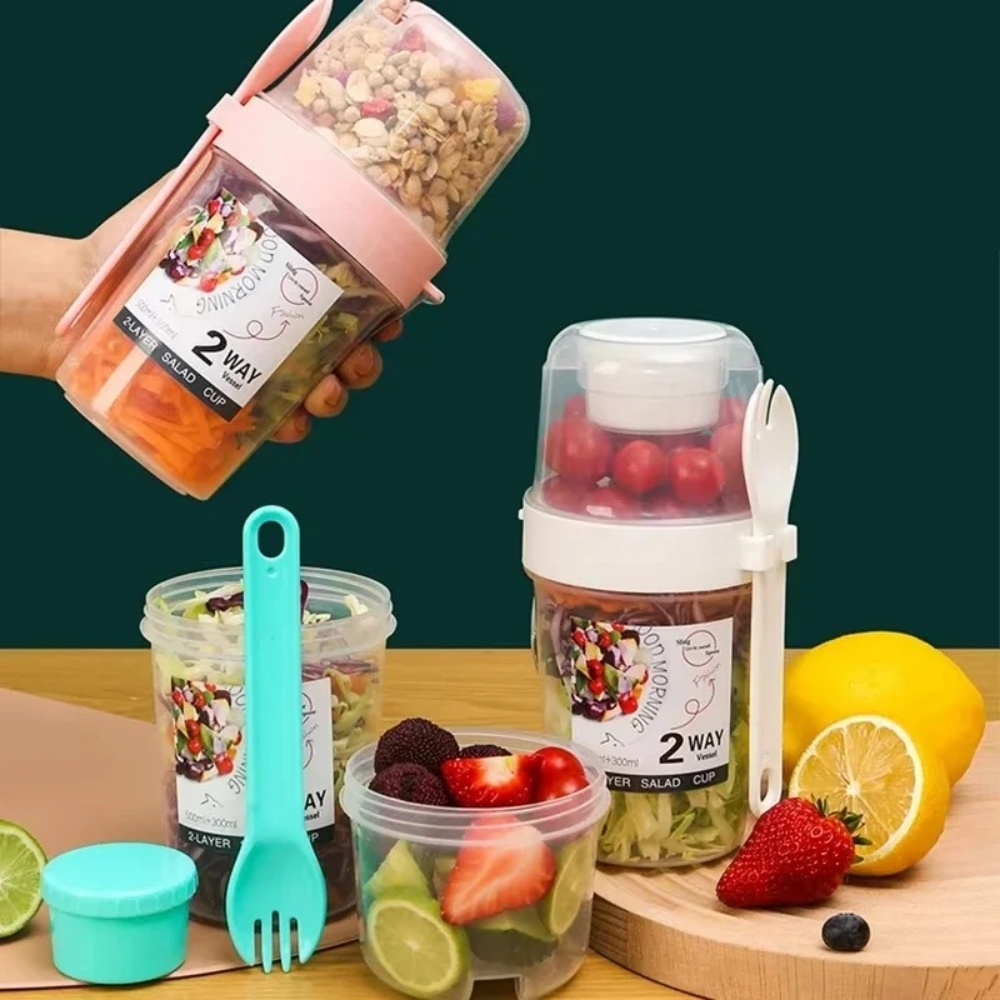 Meal Prep Oatmeal Jars - Cangkir Salad Portabel, Cangkir Sarapan, Wadah