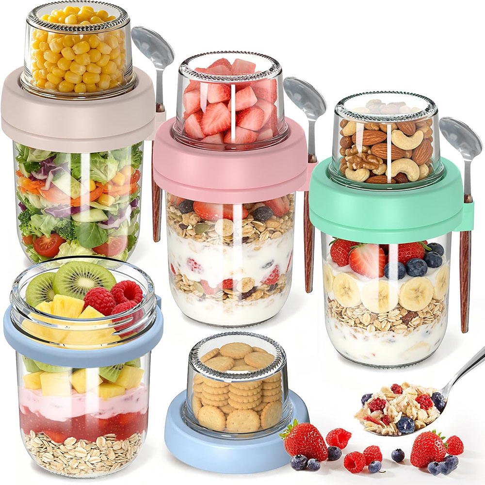 Meal Prep Oatmeal Jars - Wadah Overnight Oats dengan Tutup dan