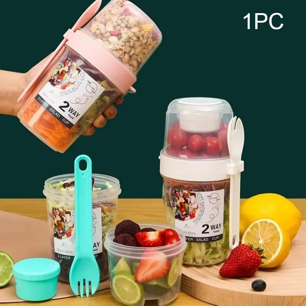 Meal Prep Oatmeal Jars - Cangkir Salad Portabel, Cangkir Sarapan, Wadah