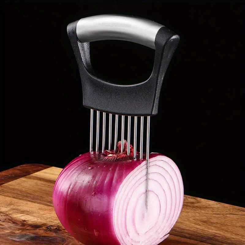Onion Holder Slicer - Penyangga Pemotong Bawang Stainless Steel, Alat