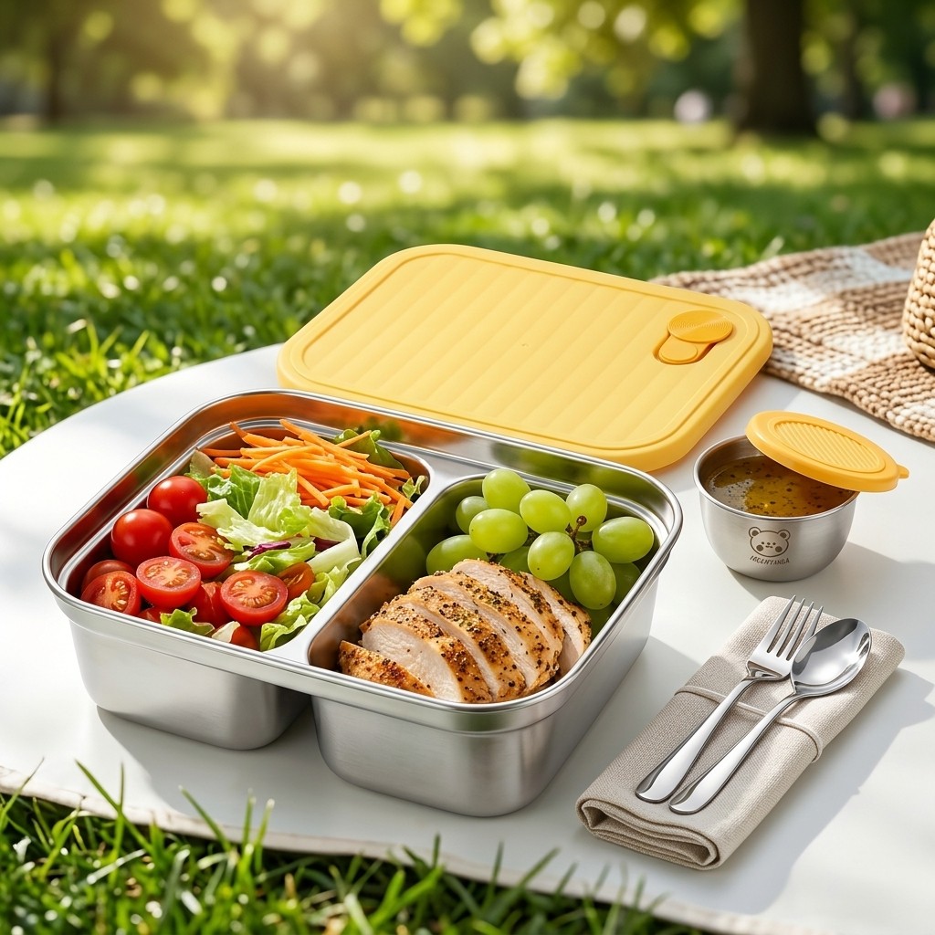 Salad Container Jar - Wadah Makan Siang Stainless Steel 304,