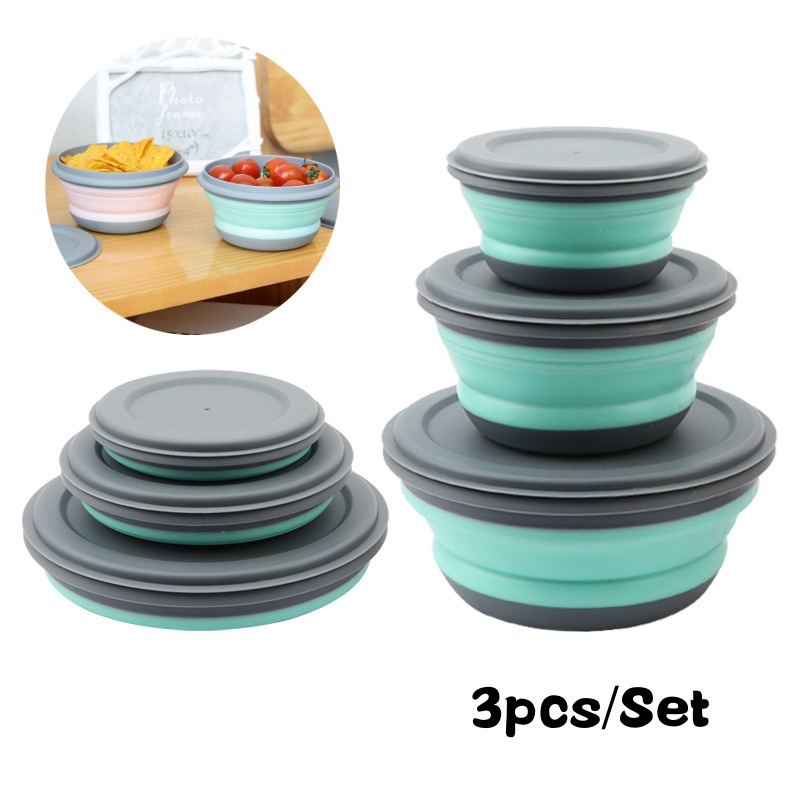 Salad Container Jar - Kotak makan siang lipat portabel Set