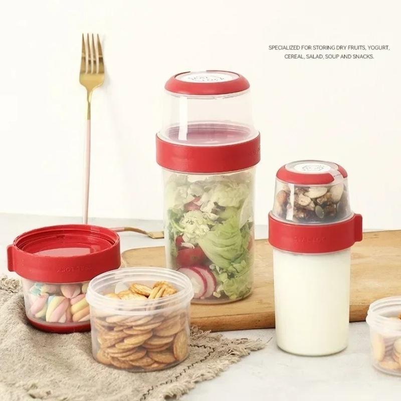 Wadah Sarapan Plastik Portabel - Meal Prep Oatmeal Jars ulasan dan harga