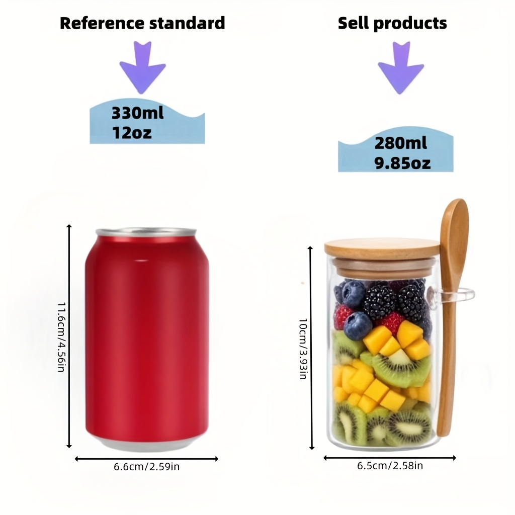 4/8/12 Buah, Cangkir Sarapan O - Meal Prep Jars With Lids ulasan dan harga