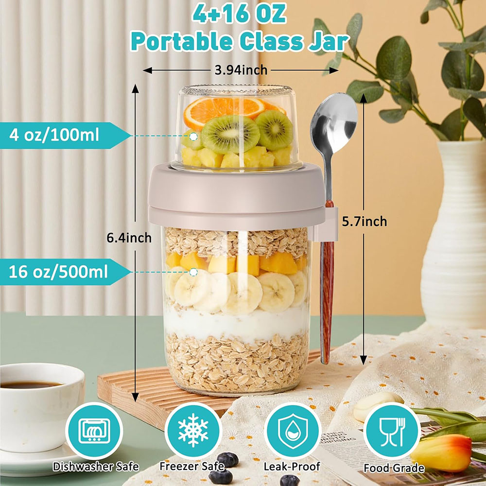 Wadah Overnight Oats dengan Tu - Meal Prep Oatmeal Jars ulasan dan harga