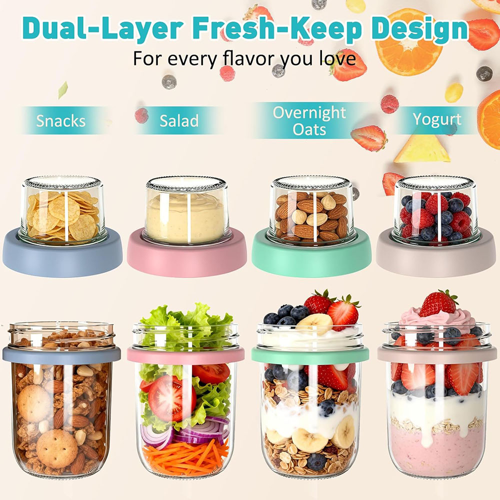 Wadah Overnight Oats dengan Tu - Meal Prep Oatmeal Jars ulasan dan harga