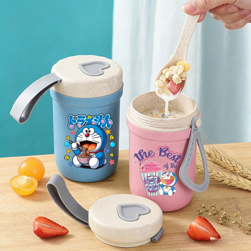 Doraemon Girl Boy Cangkir Sara - Meal Prep Oatmeal Jars ulasan dan harga