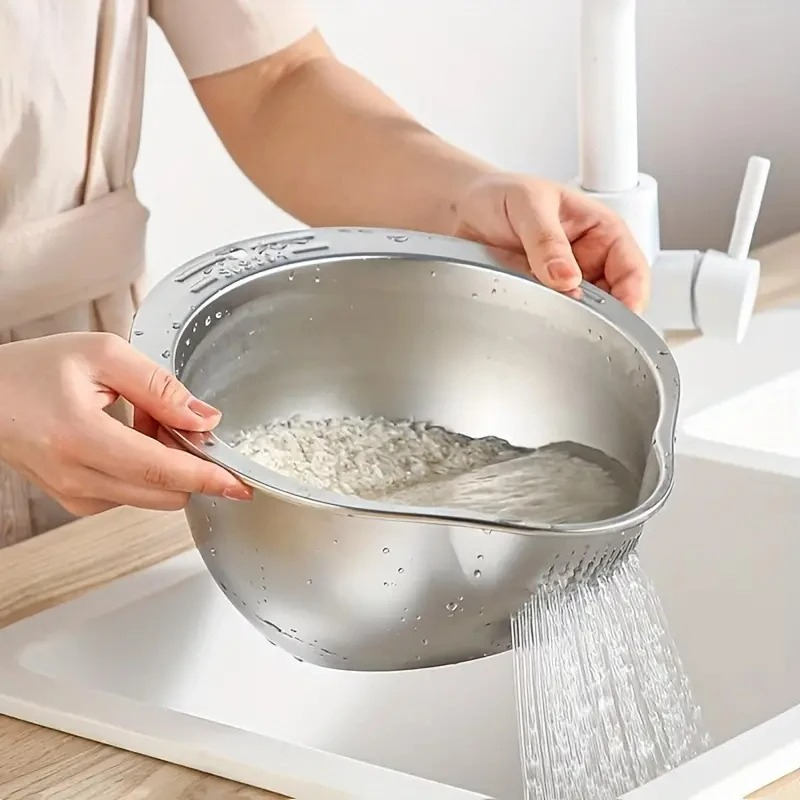 Saringan Cuci Beras Stainless  - Meal Prep Veggie ulasan dan harga