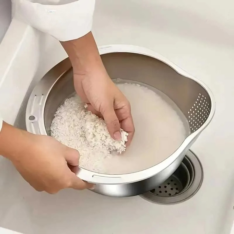 Saringan Cuci Beras Stainless  - Meal Prep Veggie ulasan dan harga