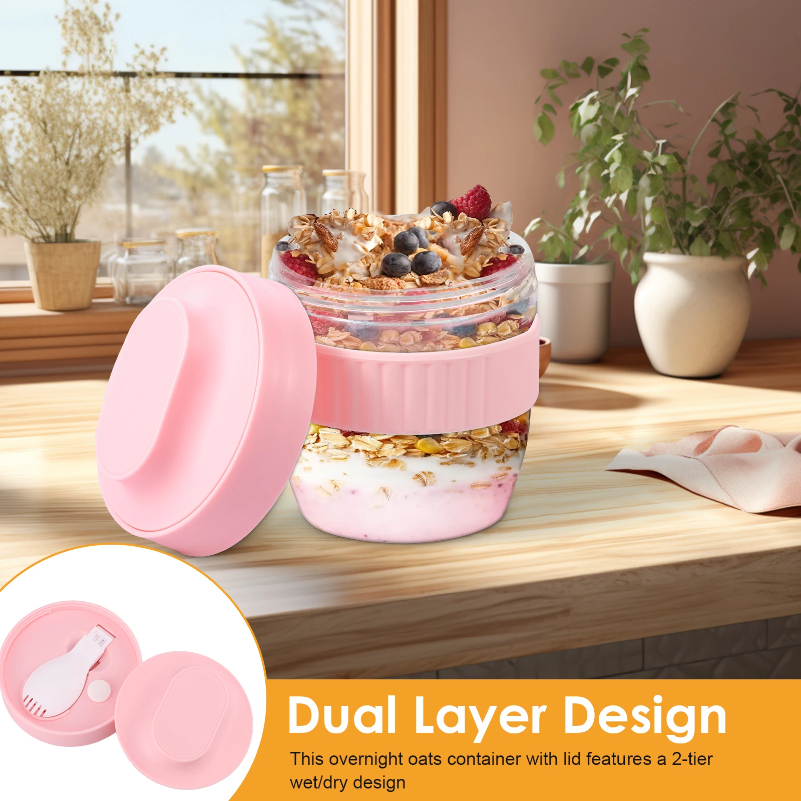 Wadah Overnight Oats Dua Lapis - Meal Prep Oatmeal Jars ulasan dan harga