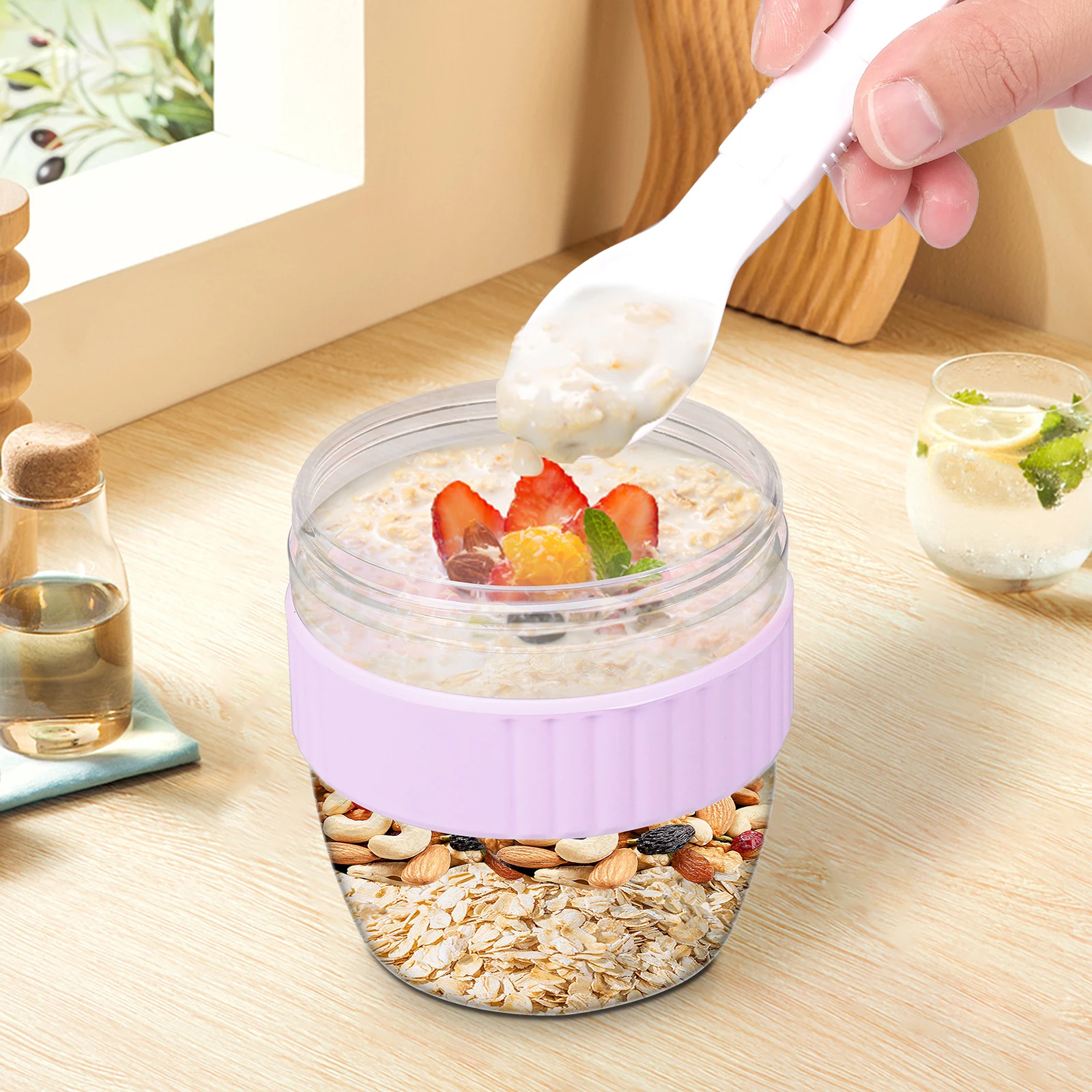 Wadah Overnight Oats Dua Lapis - Meal Prep Oatmeal Jars ulasan dan harga